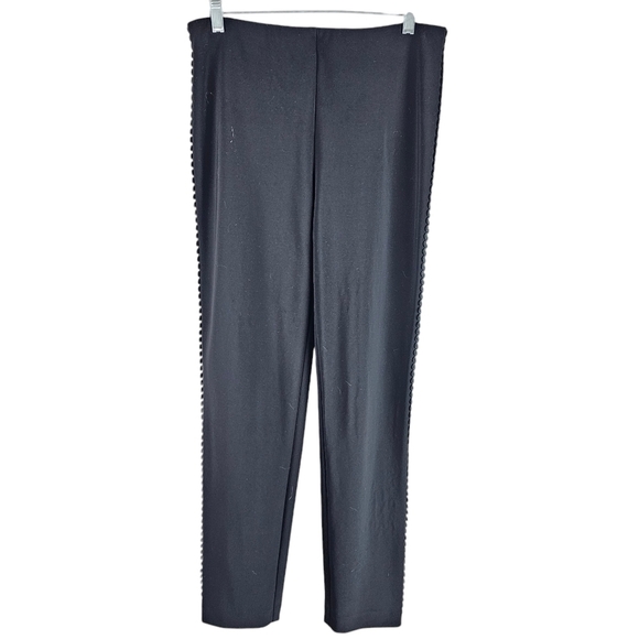 Joseph Ribkoff Black Straightleg Pants Trousers with Braided Side Trim in US 8 - Picture 1 of 6